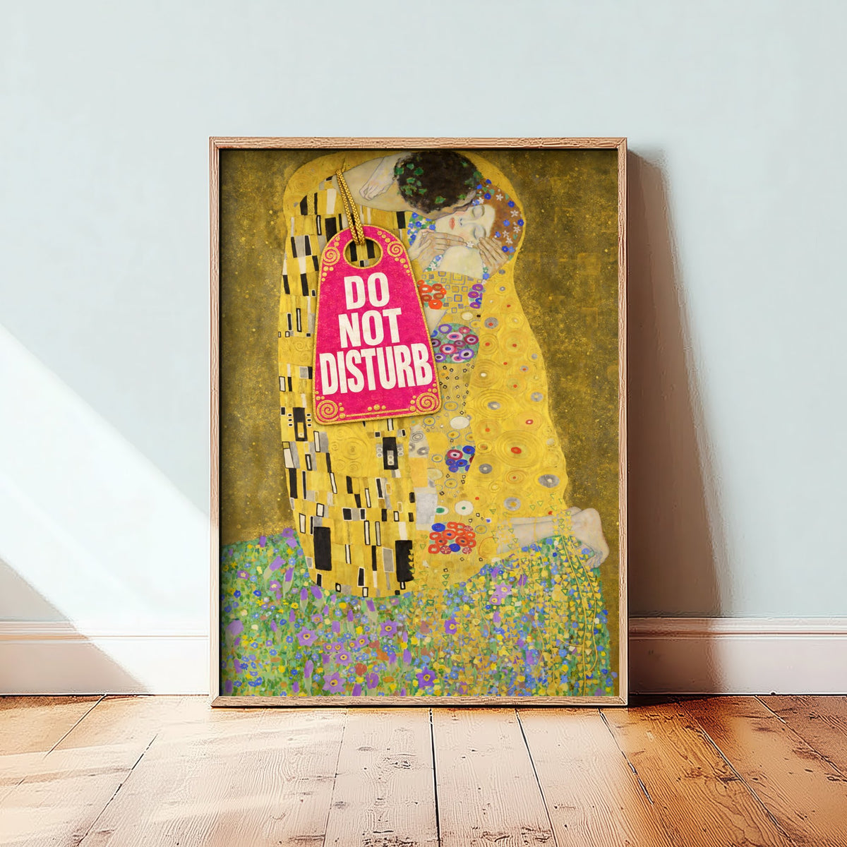 Do Not Disturb Funny Art Print - The Kiss by Klimt Parody Poster - Altered Classic Painting - Couple Gift