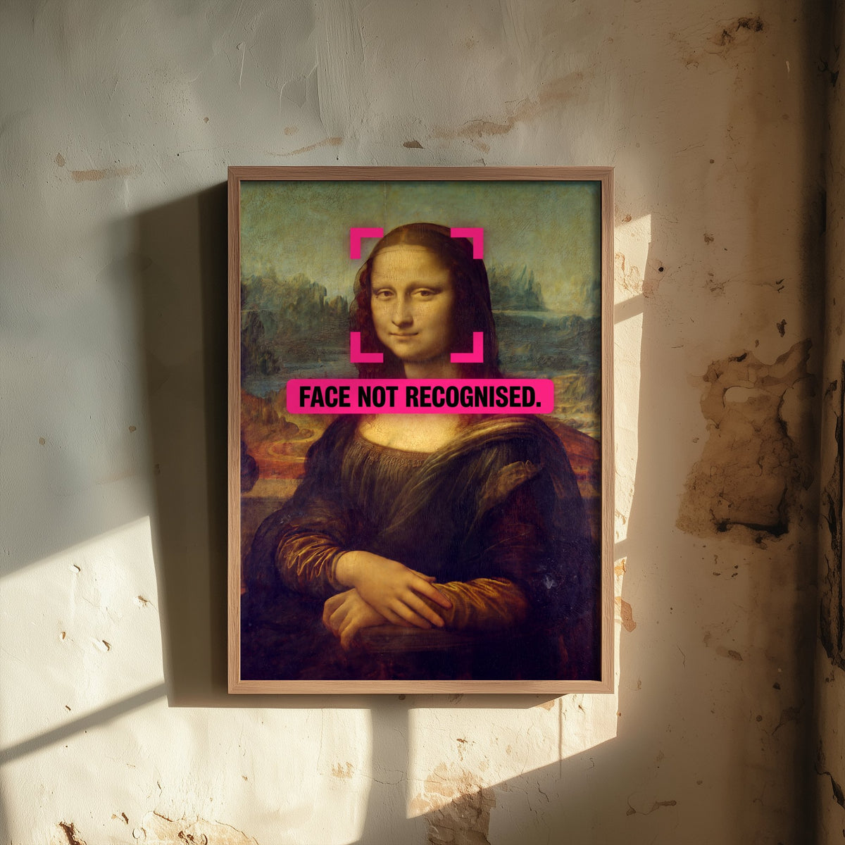 Face Not Recognised Funny Art Print - Mona Lisa by Leonardo da Vinci Parody Poster - Altered Classic Painting - Tech Lover Gift