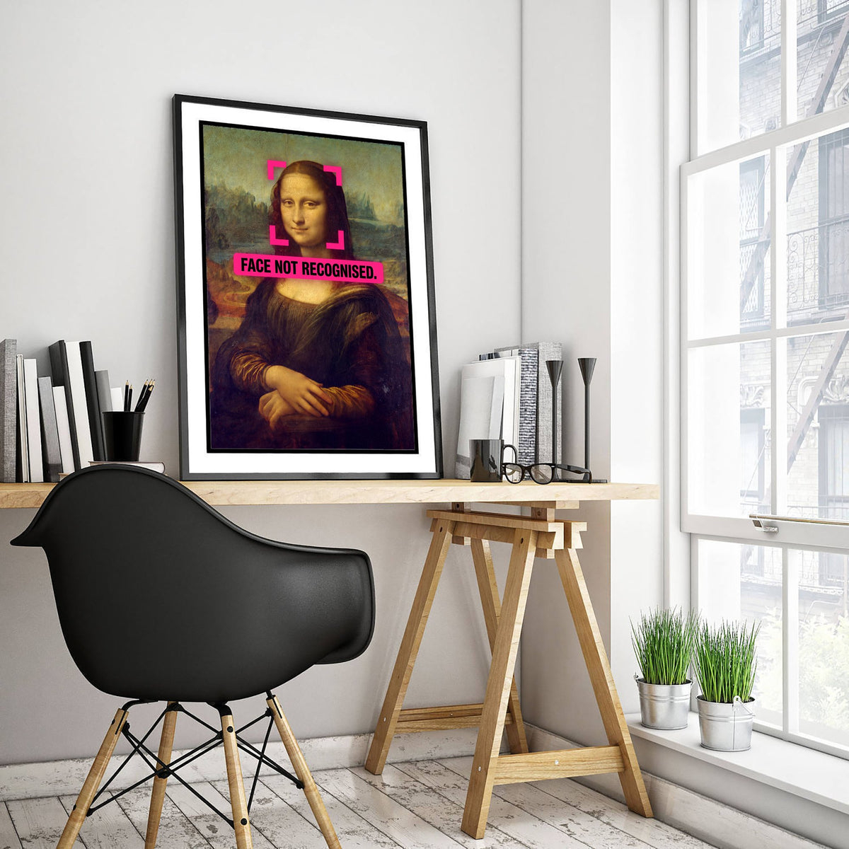Face Not Recognised Funny Art Print - Mona Lisa by Leonardo da Vinci Parody Poster - Altered Classic Painting - Tech Lover Gift