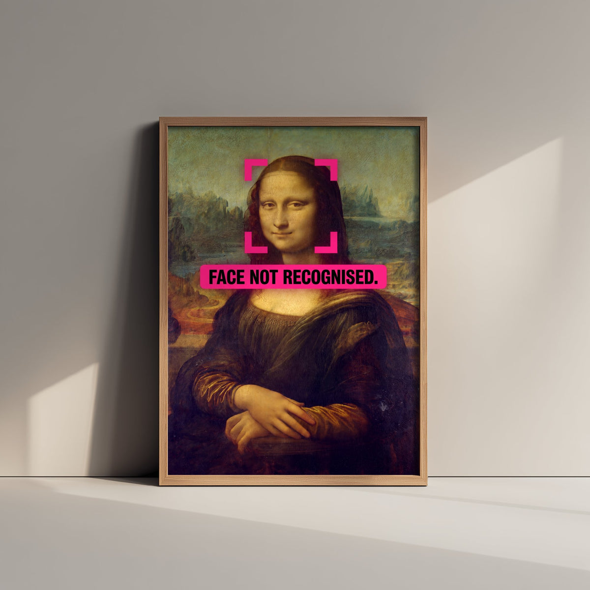 Face Not Recognised Funny Art Print - Mona Lisa by Leonardo da Vinci Parody Poster - Altered Classic Painting - Tech Lover Gift