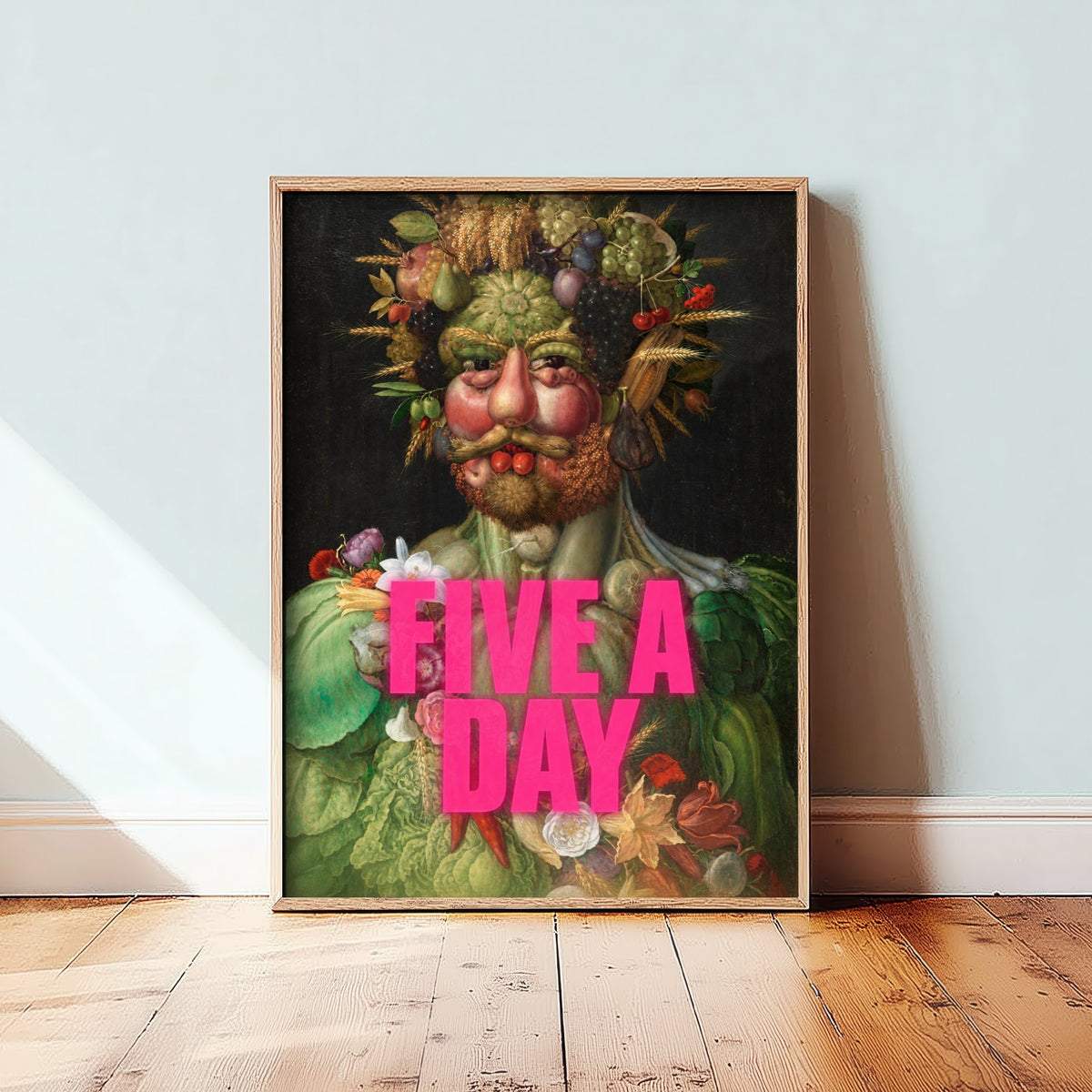 Five a Day Funny Art Print - Vertumnus by Arcimboldo Parody Poster - Altered Classic Painting - Healthy Eating Gift