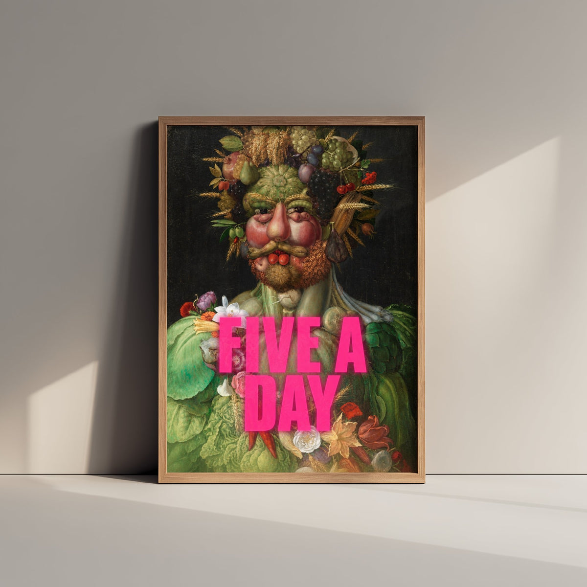 Five a Day Funny Art Print - Vertumnus by Arcimboldo Parody Poster - Altered Classic Painting - Healthy Eating Gift