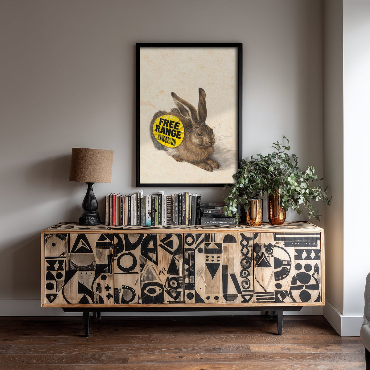 Free Range Funny Art Print - Young Hare by Durer Parody Poster - Altered Classic Watercolour - Animal Lover Gift