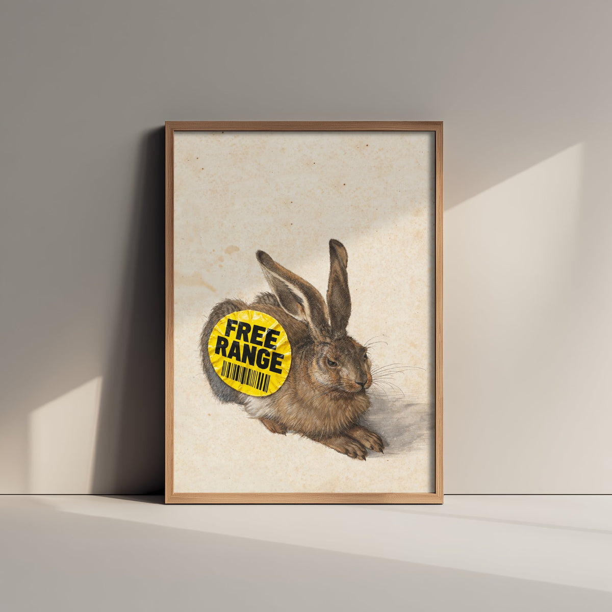 Free Range Funny Art Print - Young Hare by Durer Parody Poster - Altered Classic Watercolour - Animal Lover Gift