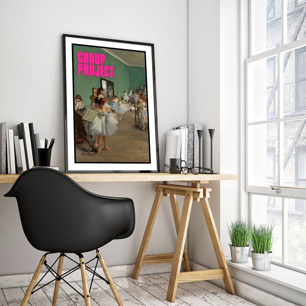 Group Project Funny Art Print - The Dance Class by Degas Parody Poster - Altered Classic Painting - Student Gift