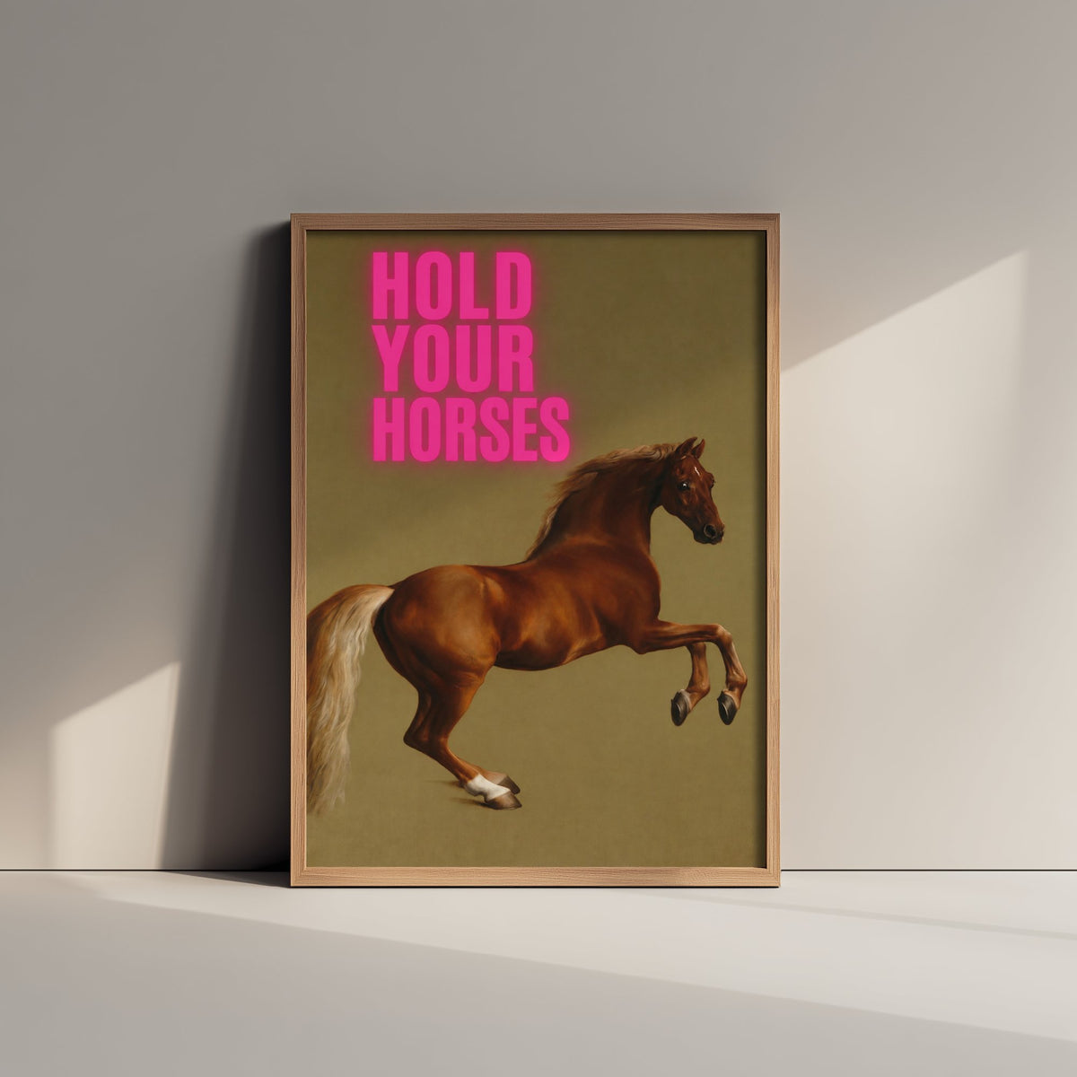 Hold Your Horses Funny Art Print - Whistlejacket by Stubbs Parody Poster - Altered Classic Painting - Horse Lover Gift