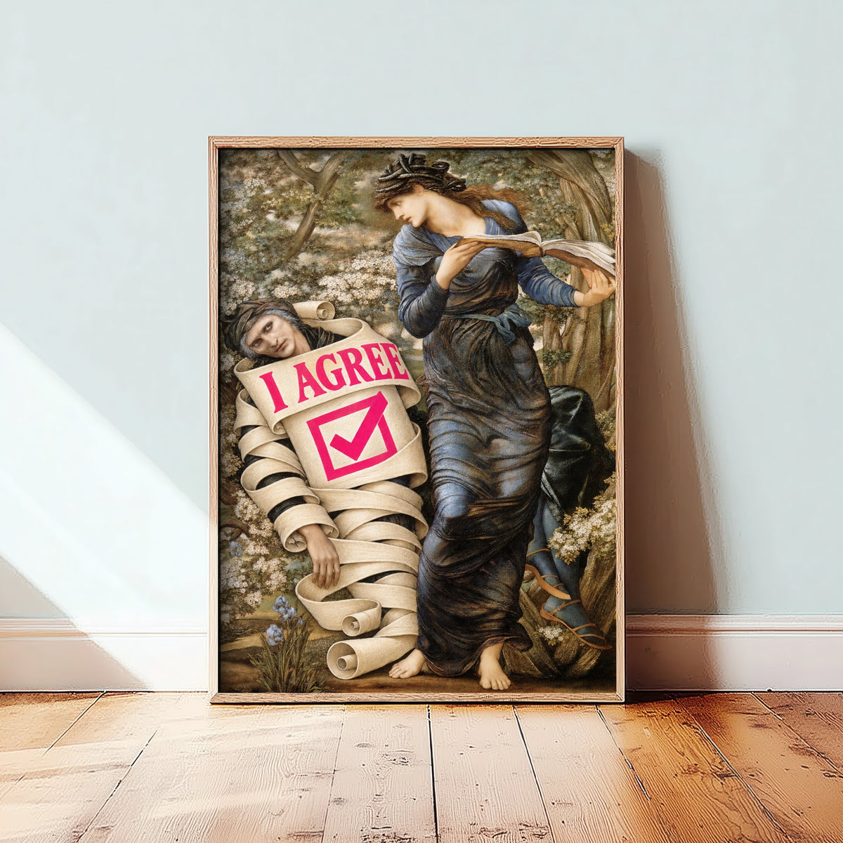 I Agree Funny Art Print - The Beguiling of Merlin by Burne-Jones Parody Poster - Altered Classic Painting - Lawyer Gift
