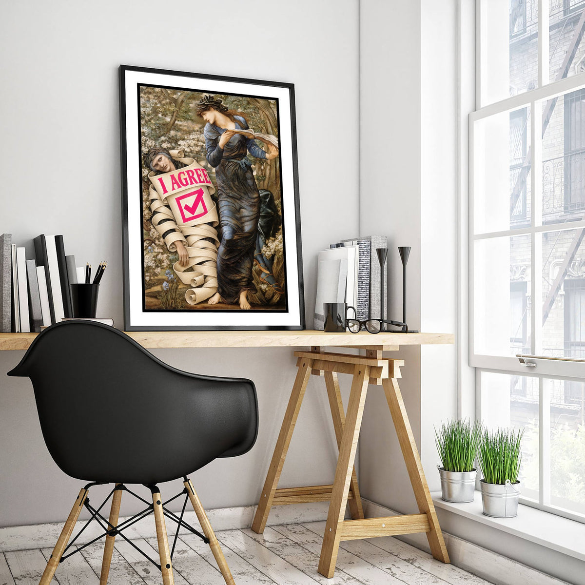 I Agree Funny Art Print - The Beguiling of Merlin by Burne-Jones Parody Poster - Altered Classic Painting - Lawyer Gift