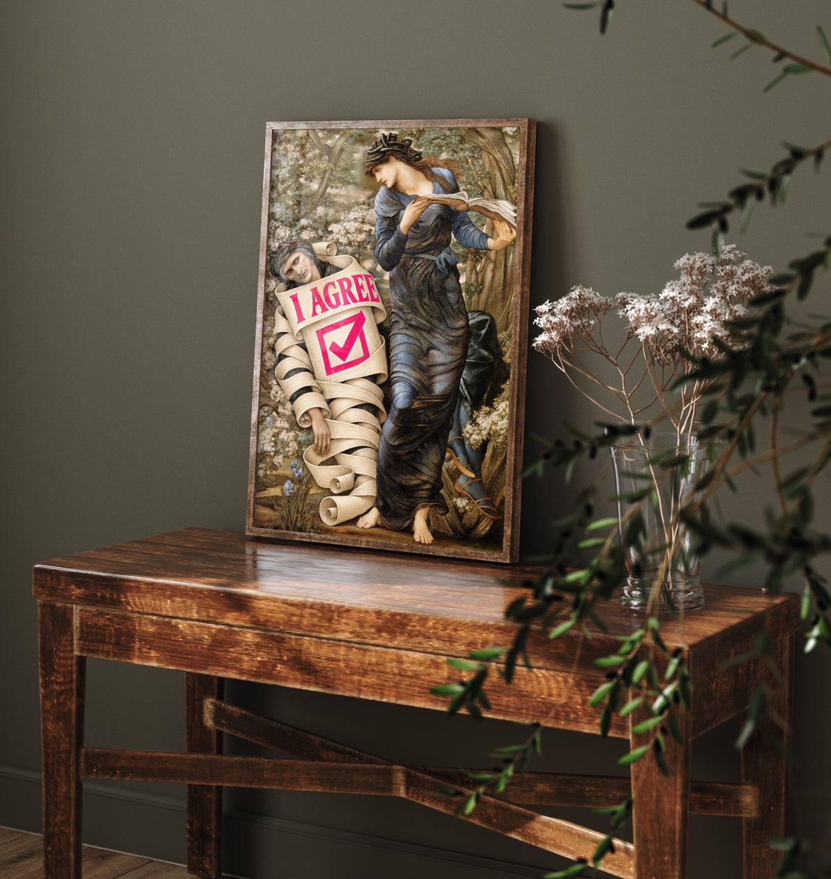 I Agree Funny Art Print - The Beguiling of Merlin by Burne-Jones Parody Poster - Altered Classic Painting - Lawyer Gift