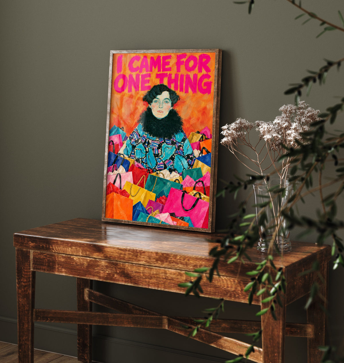 I Came for One Thing Funny Art Print - Portrait of Johanna Staude by Klimt Parody Poster - Altered Classic Painting - Shopaholic Gift