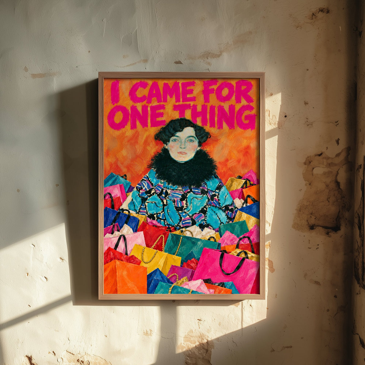 I Came for One Thing Funny Art Print - Portrait of Johanna Staude by Klimt Parody Poster - Altered Classic Painting - Shopaholic Gift
