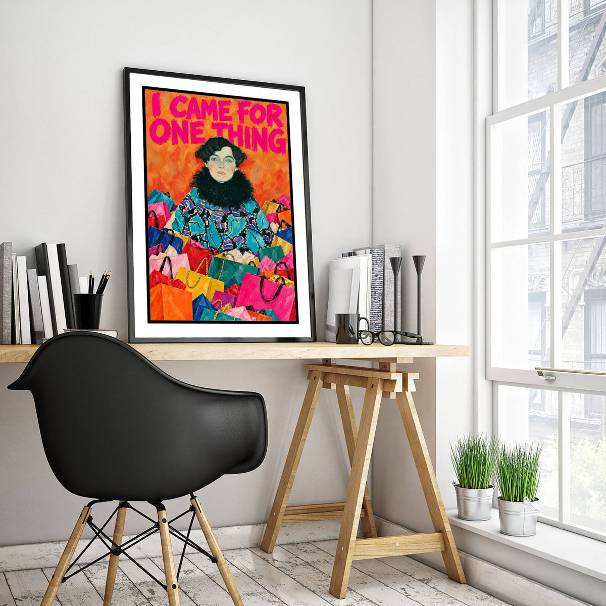 I Came for One Thing Funny Art Print - Portrait of Johanna Staude by Klimt Parody Poster - Altered Classic Painting - Shopaholic Gift