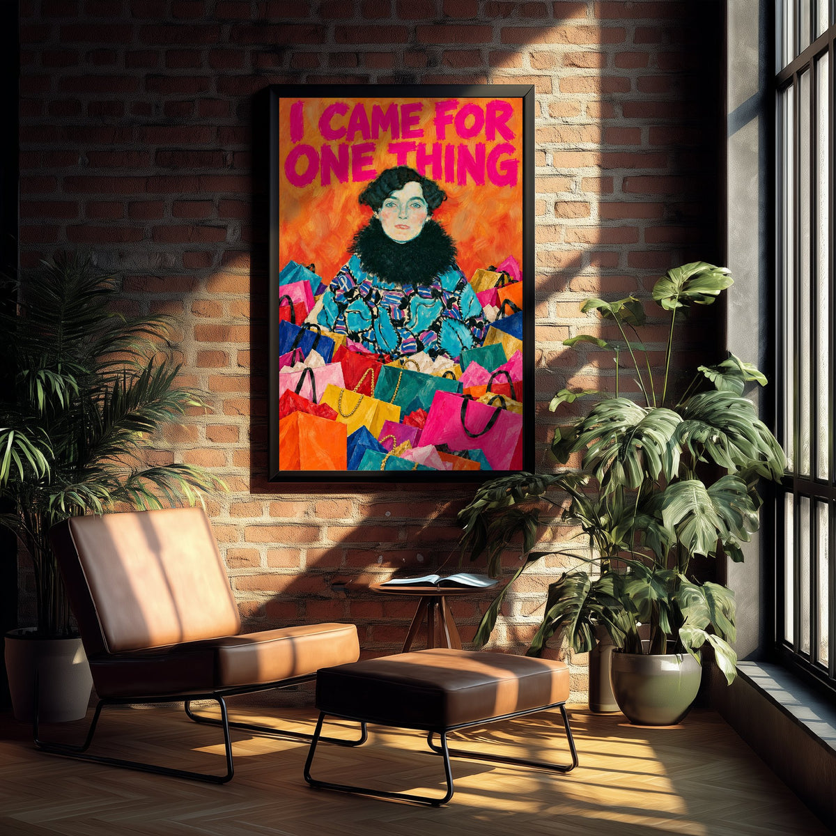 I Came for One Thing Funny Art Print - Portrait of Johanna Staude by Klimt Parody Poster - Altered Classic Painting - Shopaholic Gift