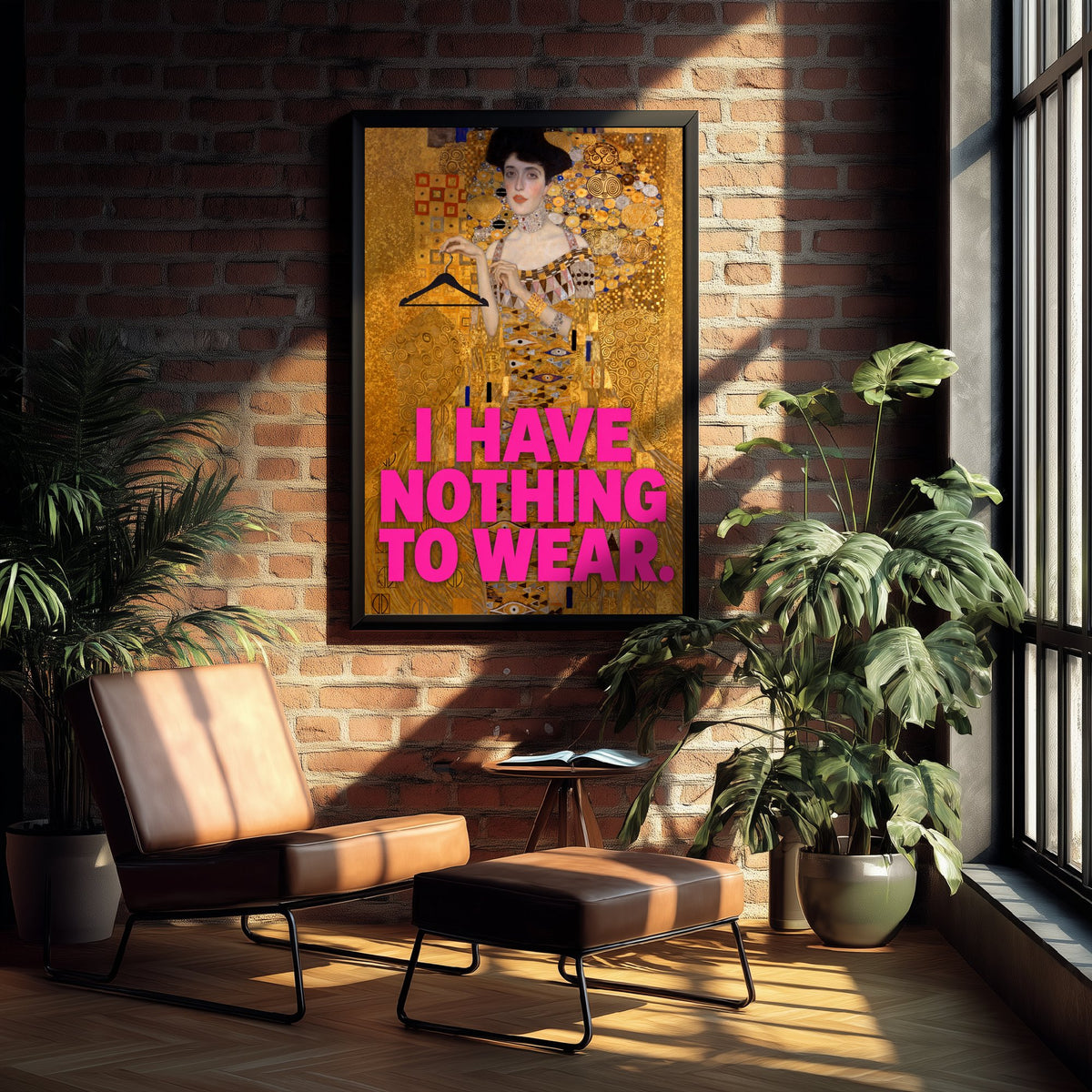 I Have Nothing to Wear Funny Art Print - Adele Bloch-Bauer I by Klimt Parody Poster - Altered Classic Painting - Fashion Lover Gift