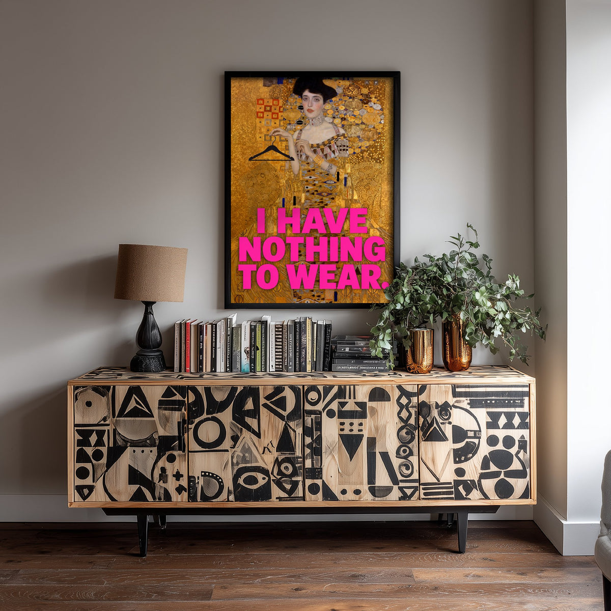 I Have Nothing to Wear Funny Art Print - Adele Bloch-Bauer I by Klimt Parody Poster - Altered Classic Painting - Fashion Lover Gift