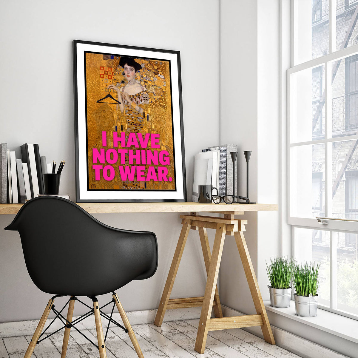 I Have Nothing to Wear Funny Art Print - Adele Bloch-Bauer I by Klimt Parody Poster - Altered Classic Painting - Fashion Lover Gift
