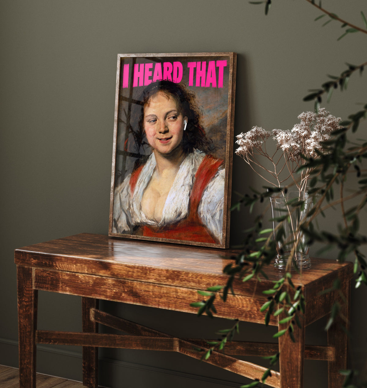 I Heard That Funny Art Print - Portrait of a Laughing Woman by Frans Hals Parody Poster - Altered Classic Painting - Gossip Gift