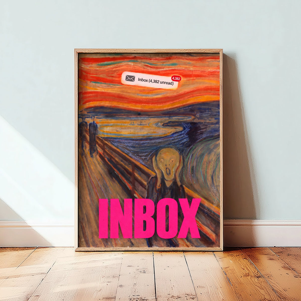 Inbox Funny Art Print - The Scream by Munch Parody Poster - Altered Classic Painting - Office Humour Gift