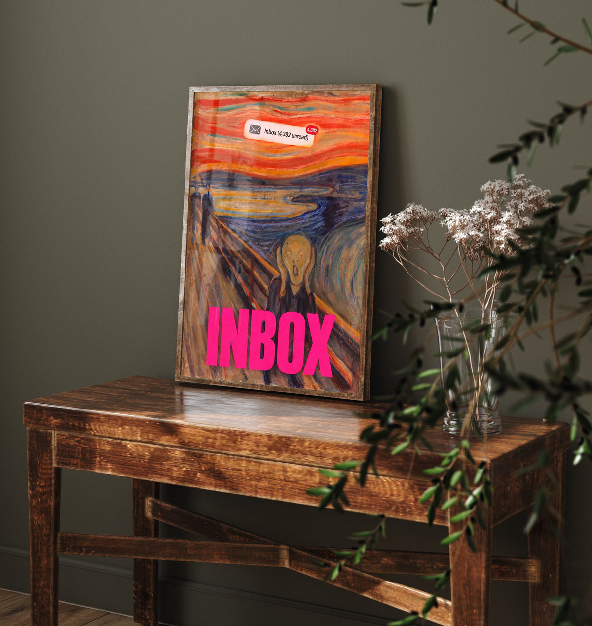 Inbox Funny Art Print - The Scream by Munch Parody Poster - Altered Classic Painting - Office Humour Gift