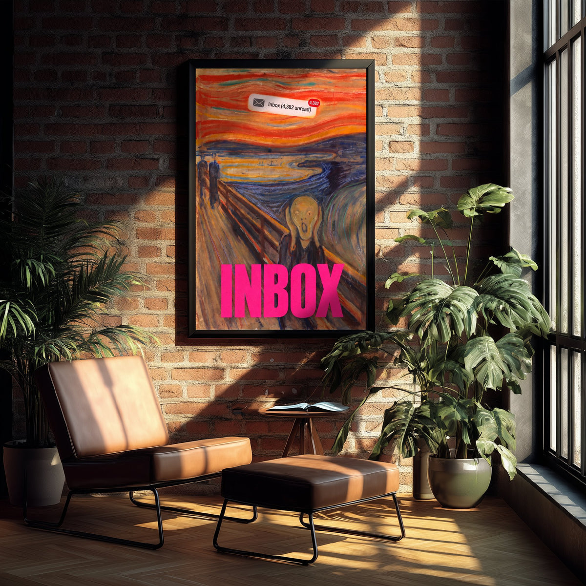 Inbox Funny Art Print - The Scream by Munch Parody Poster - Altered Classic Painting - Office Humour Gift