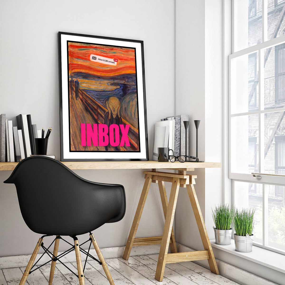Inbox Funny Art Print - The Scream by Munch Parody Poster - Altered Classic Painting - Office Humour Gift