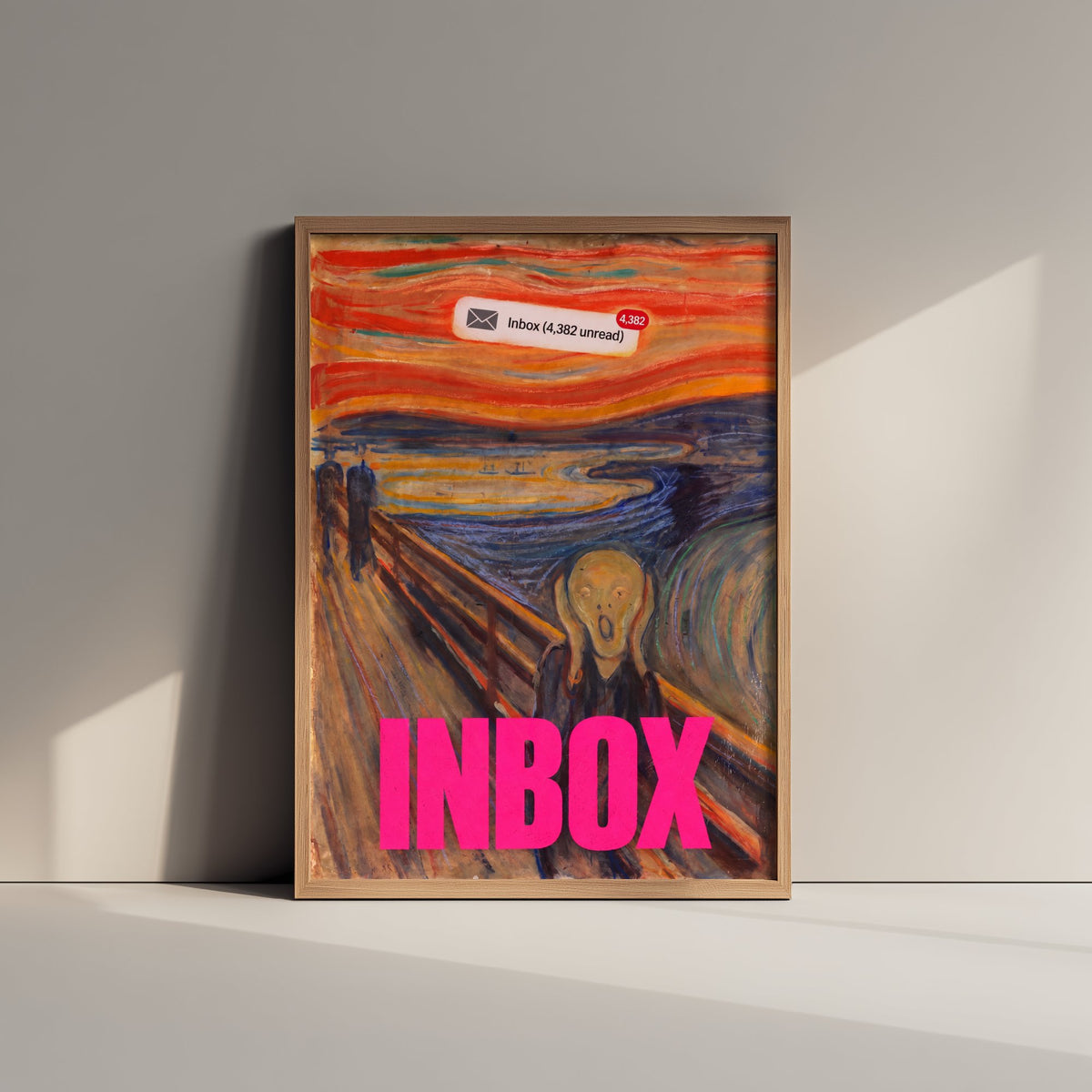 Inbox Funny Art Print - The Scream by Munch Parody Poster - Altered Classic Painting - Office Humour Gift