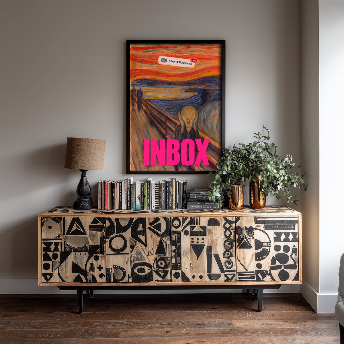 Inbox Funny Art Print - The Scream by Munch Parody Poster - Altered Classic Painting - Office Humour Gift