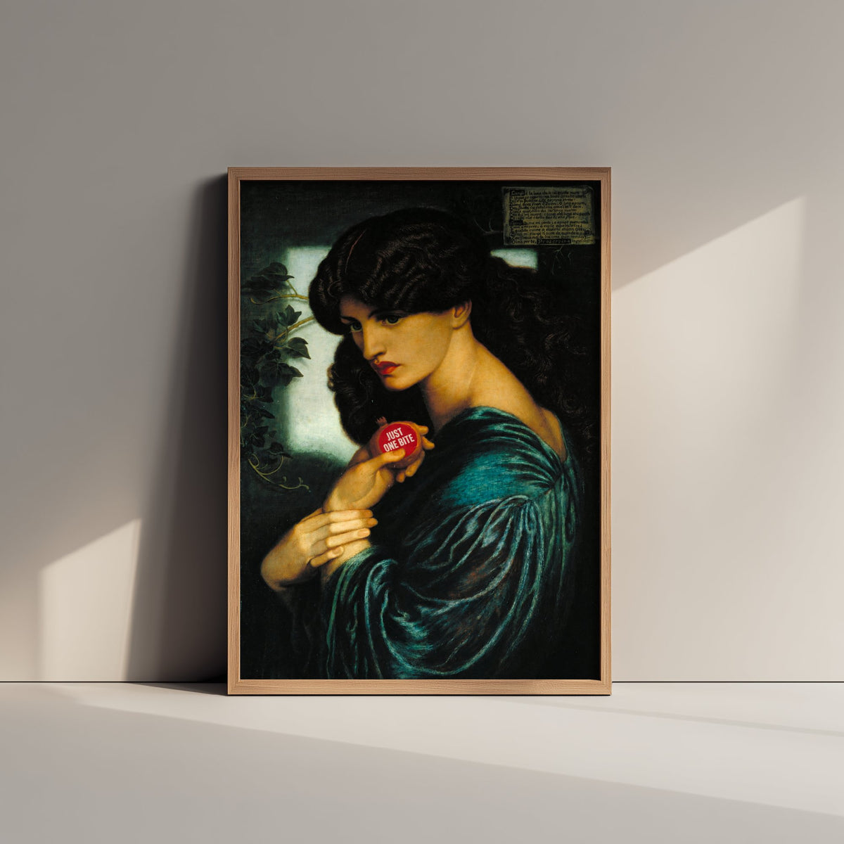 Just One Bite Funny Art Print - Proserpine by Rossetti Parody Poster - Altered Classic Painting - Foodie Gift