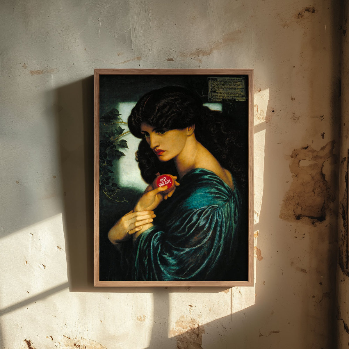 Just One Bite Funny Art Print - Proserpine by Rossetti Parody Poster - Altered Classic Painting - Foodie Gift