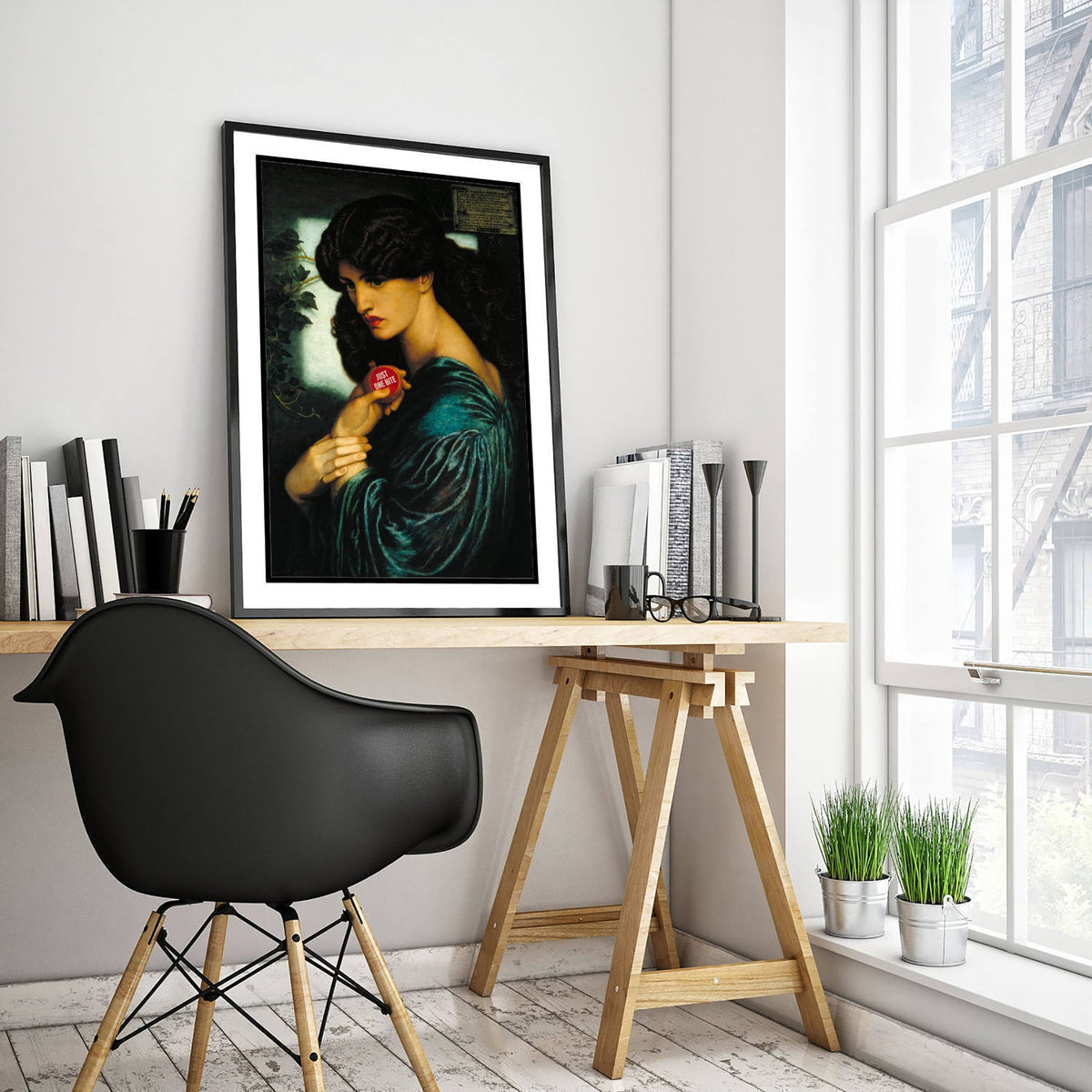 Just One Bite Funny Art Print - Proserpine by Rossetti Parody Poster - Altered Classic Painting - Foodie Gift