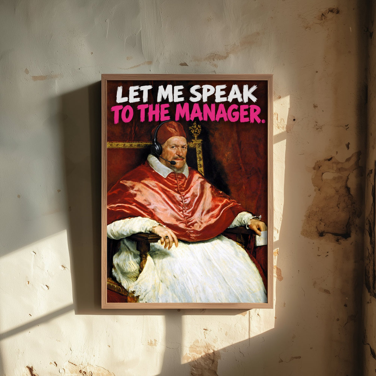 Let Me Speak to the Manager Funny Art Print - Pope Innocent X by Velazquez Parody Poster - Altered Classic Painting - Manager Gift