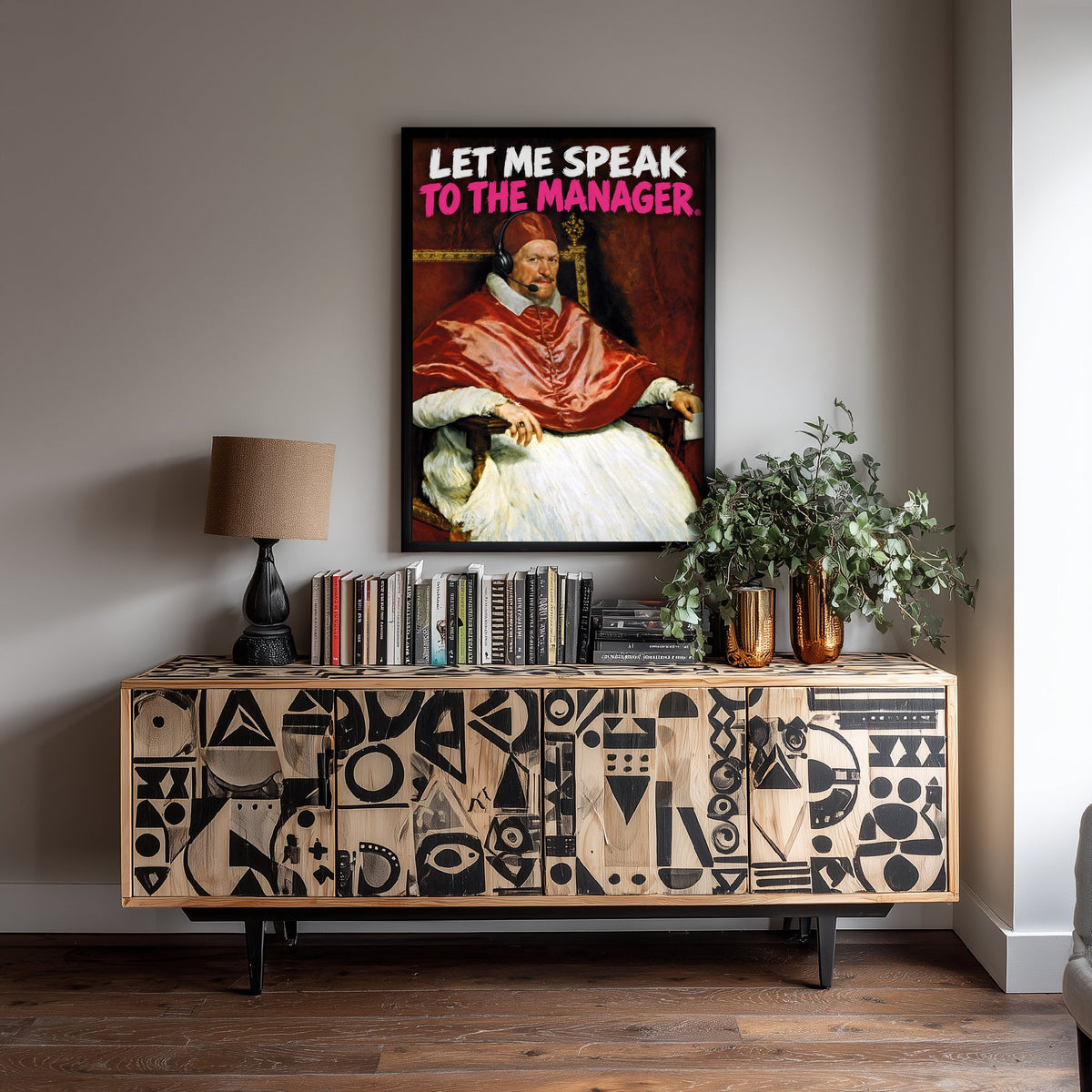 Let Me Speak to the Manager Funny Art Print - Pope Innocent X by Velazquez Parody Poster - Altered Classic Painting - Manager Gift