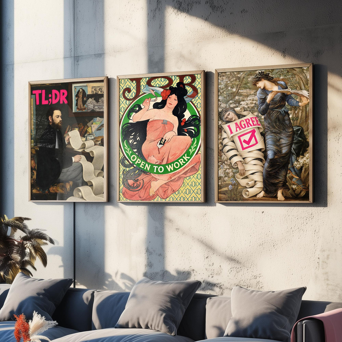 Funny Life Admin Set of Three Art Prints - TL;DR, Open to Work, I Agree - Classic Painting Parody Poster
