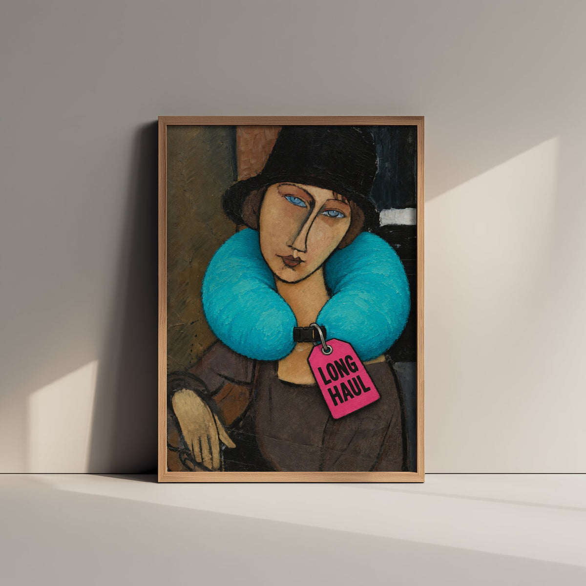Long Haul Funny Art Print - Jeanne Hebuterne with Hat by Modigliani Parody Poster - Altered Classic Painting - Traveller Gift