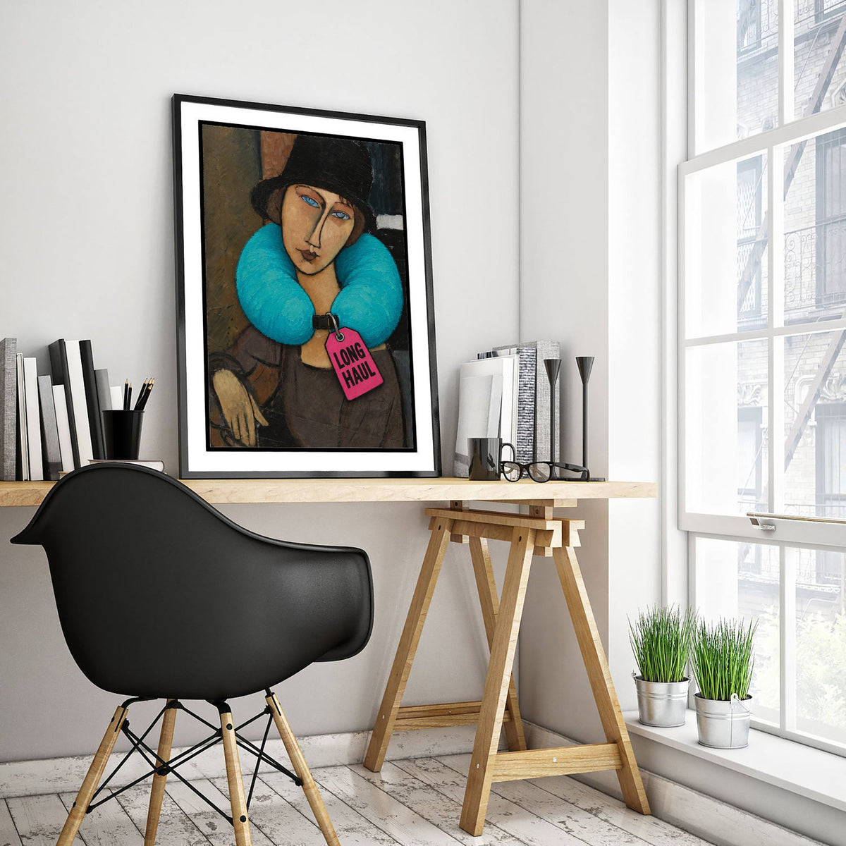 Long Haul Funny Art Print - Jeanne Hebuterne with Hat by Modigliani Parody Poster - Altered Classic Painting - Traveller Gift