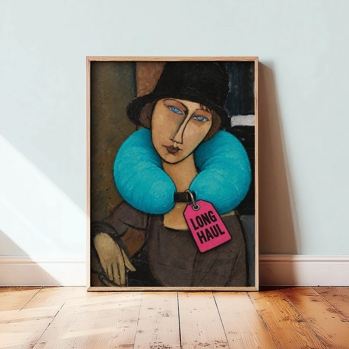 Long Haul Funny Art Print - Jeanne Hebuterne with Hat by Modigliani Parody Poster - Altered Classic Painting - Traveller Gift