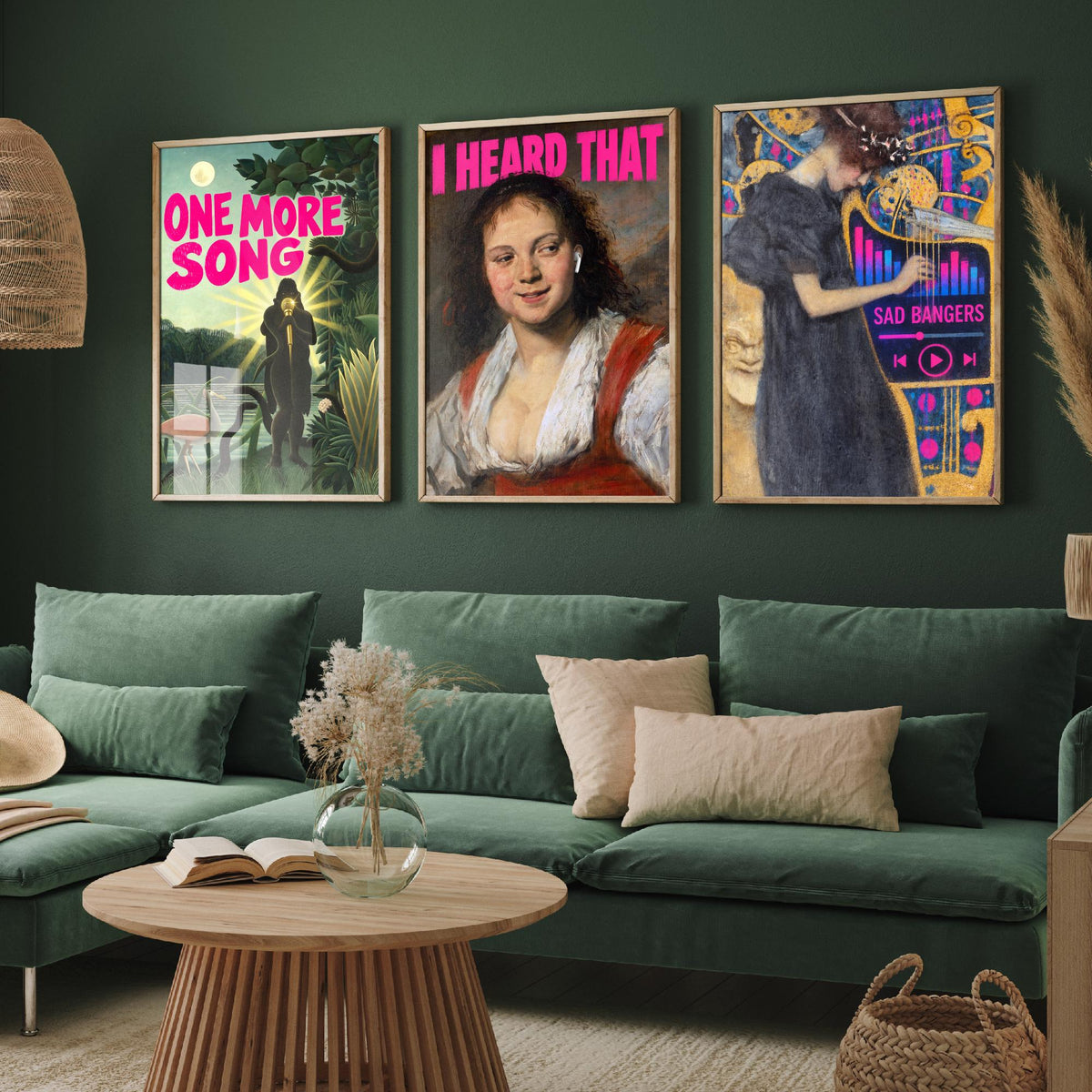 Funny Music Set of Three Art Prints - One More Song, I Heard That, Sad Bangers - Classic Painting Parody Poster