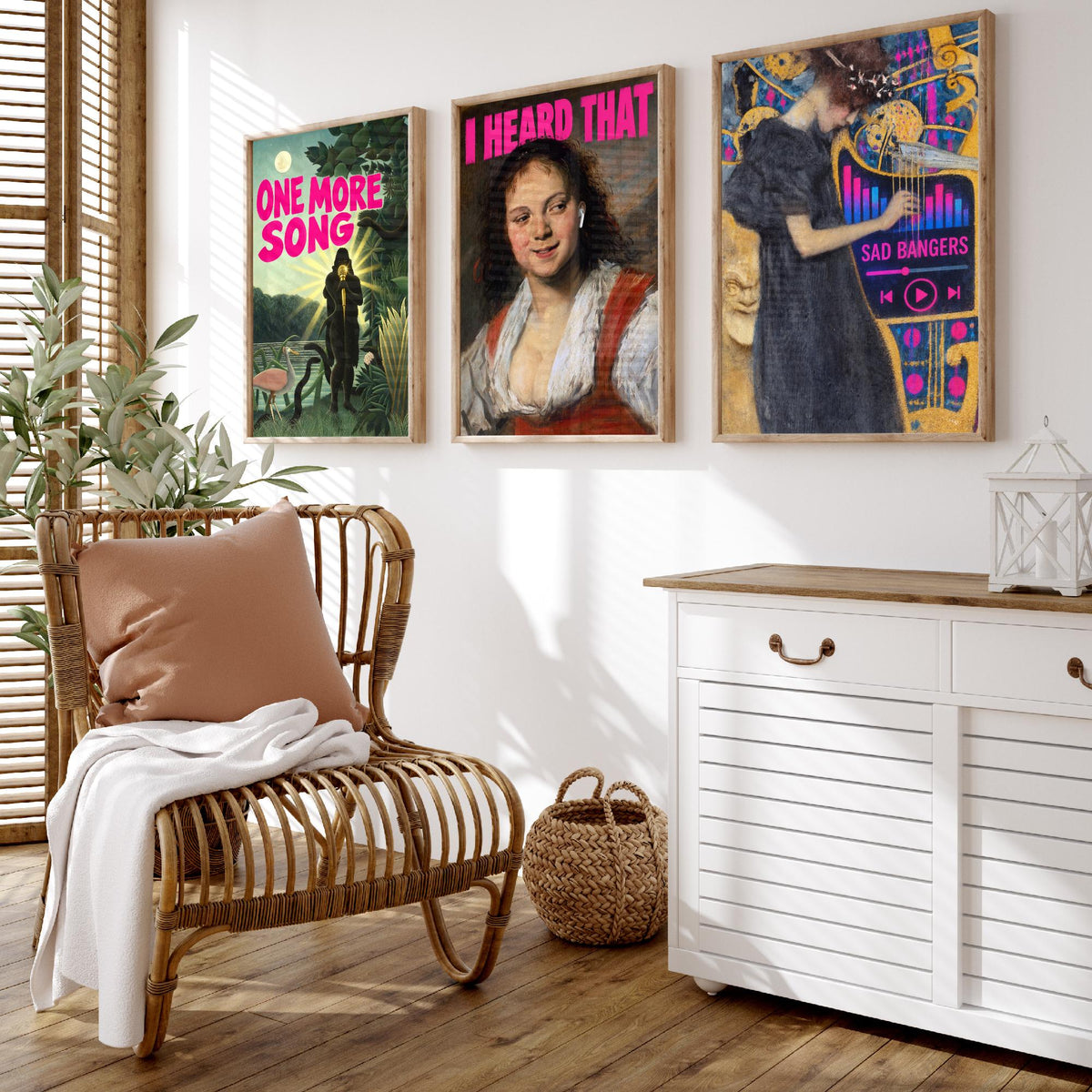 Funny Music Set of Three Art Prints - One More Song, I Heard That, Sad Bangers - Classic Painting Parody Poster