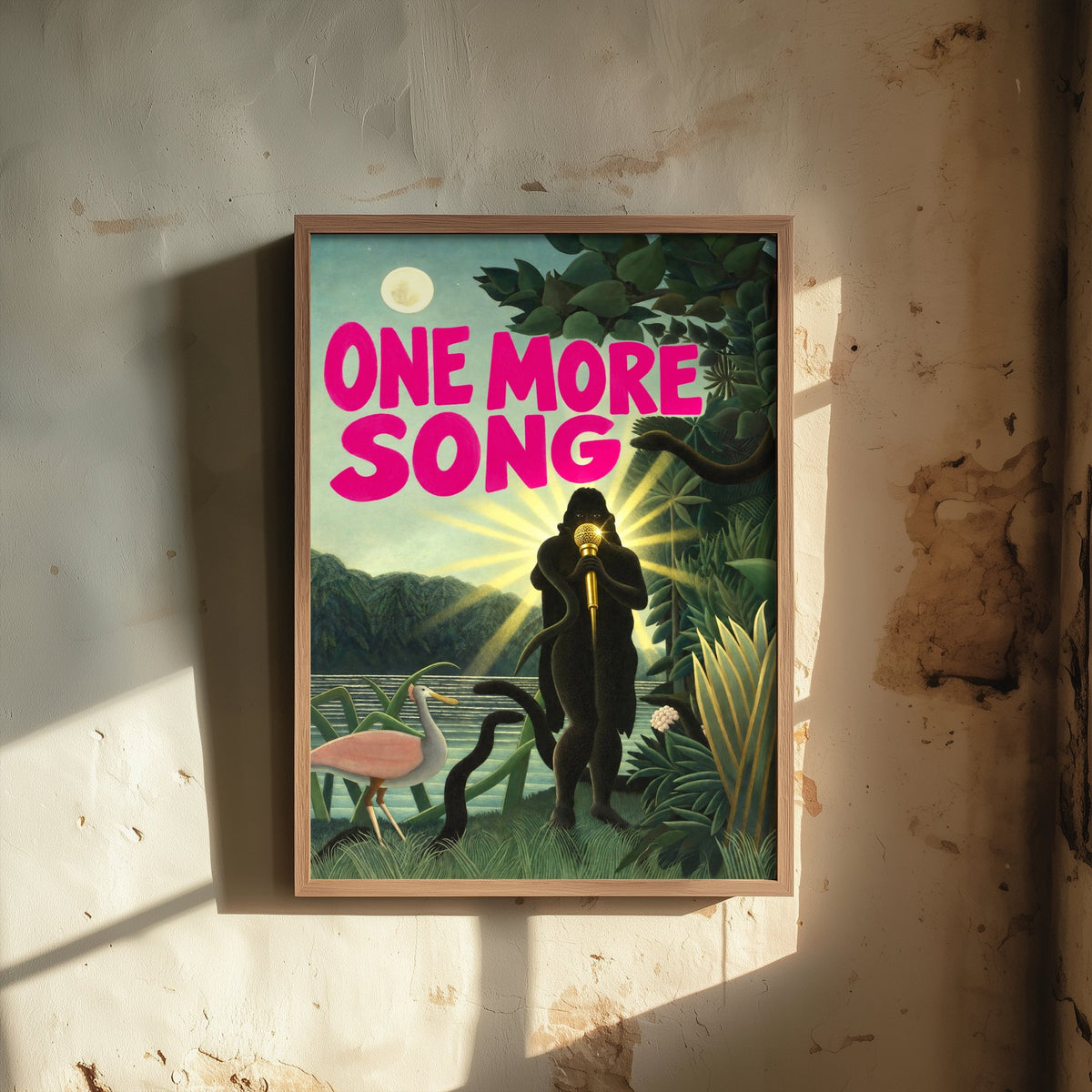 One More Song Funny Art Print - The Snake Charmer by Henri Rousseau Parody Poster - Altered Classic Painting - Music Lover Gift
