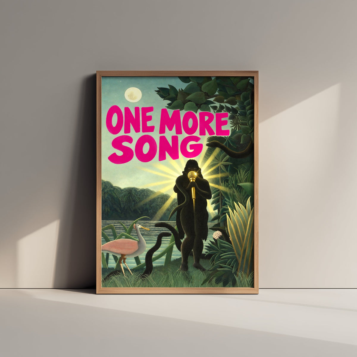 One More Song Funny Art Print - The Snake Charmer by Henri Rousseau Parody Poster - Altered Classic Painting - Music Lover Gift