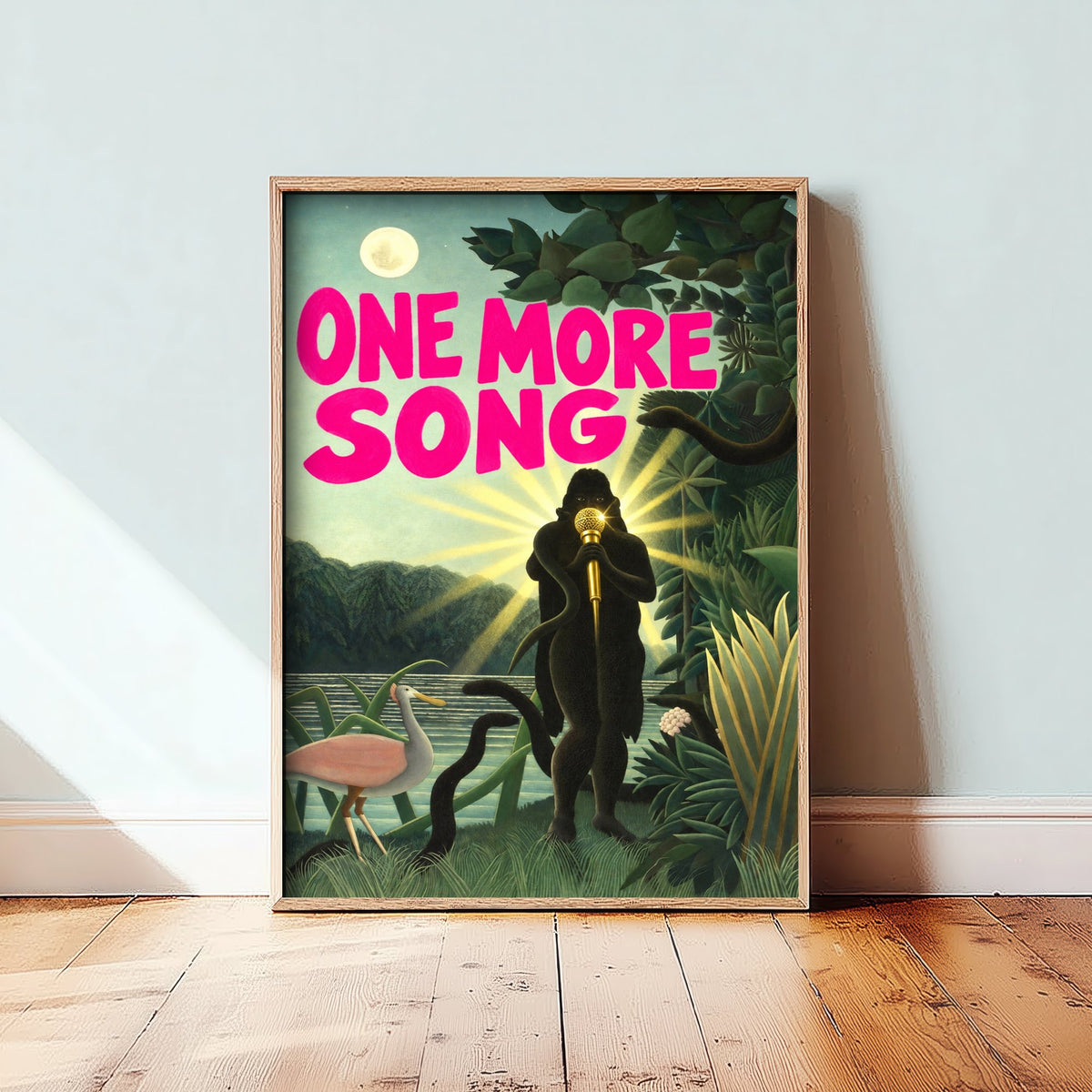 One More Song Funny Art Print - The Snake Charmer by Henri Rousseau Parody Poster - Altered Classic Painting - Music Lover Gift