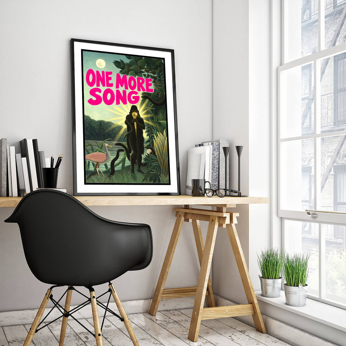 One More Song Funny Art Print - The Snake Charmer by Henri Rousseau Parody Poster - Altered Classic Painting - Music Lover Gift
