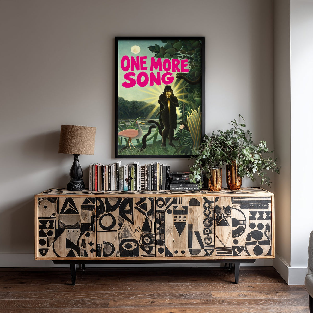 One More Song Funny Art Print - The Snake Charmer by Henri Rousseau Parody Poster - Altered Classic Painting - Music Lover Gift