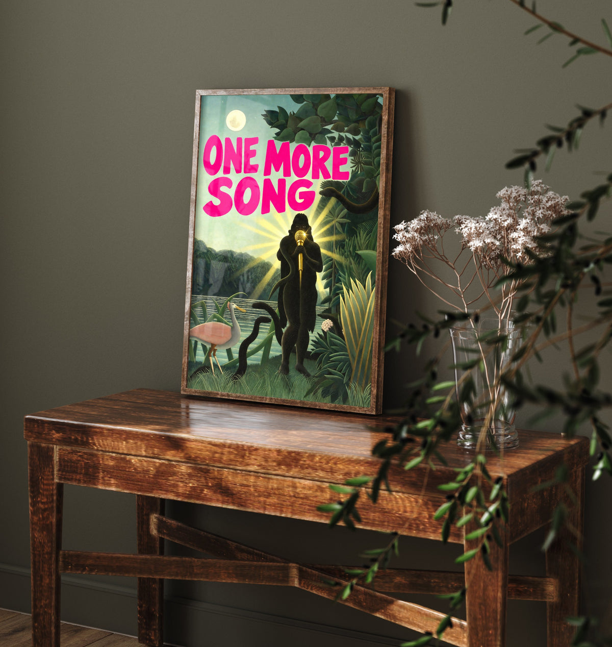 One More Song Funny Art Print - The Snake Charmer by Henri Rousseau Parody Poster - Altered Classic Painting - Music Lover Gift