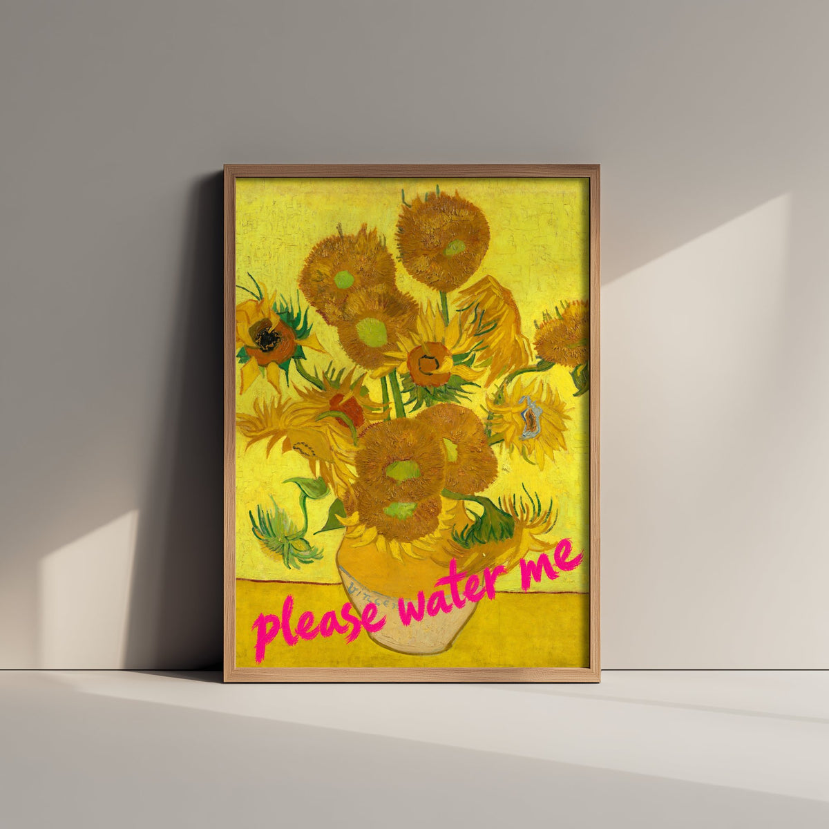 Please Water Me Funny Art Print - Sunflowers by Van Gogh Parody Poster - Altered Classic Painting - Plant Lover Gift