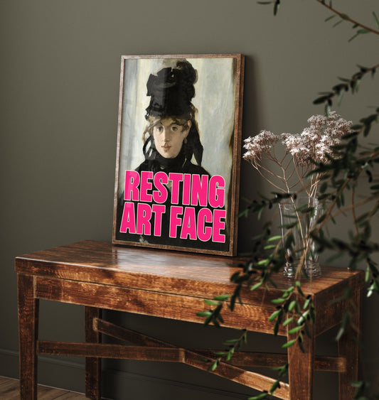 Resting Art Face Funny Art Print - Portrait of Berthe Morisot by Manet Parody Poster - Altered Classic Painting - Artist Gift