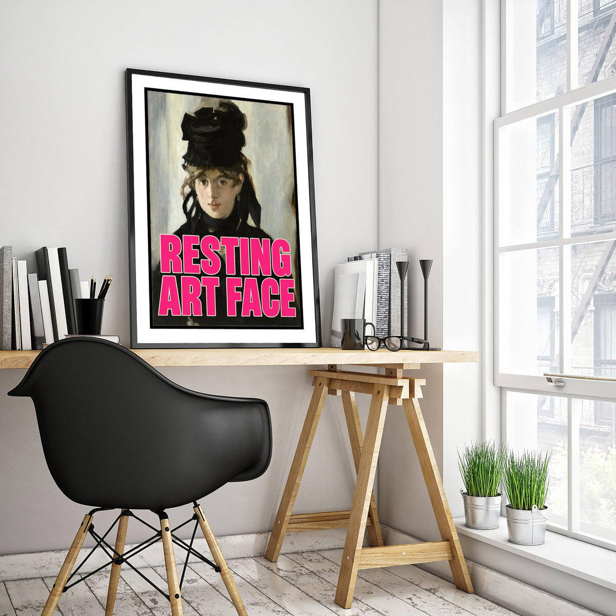 Resting Art Face Funny Art Print - Portrait of Berthe Morisot by Manet Parody Poster - Altered Classic Painting - Artist Gift