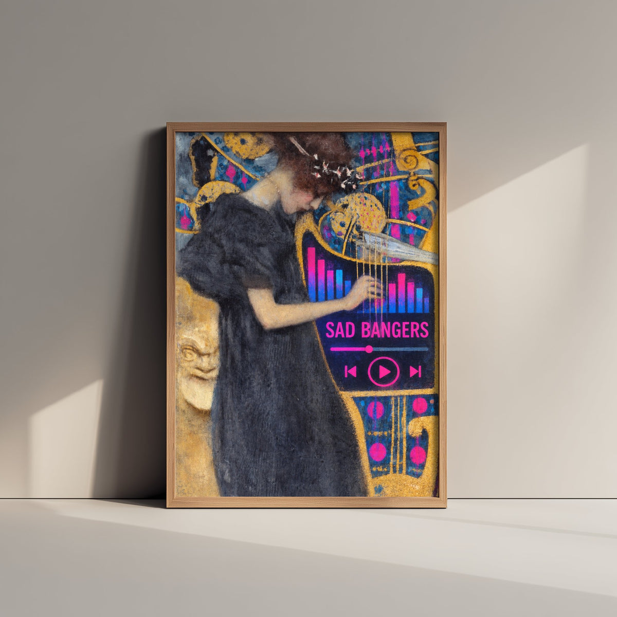 Sad Bangers Funny Art Print - Music I by Klimt Parody Poster - Altered Classic Painting - Music Lover Gift