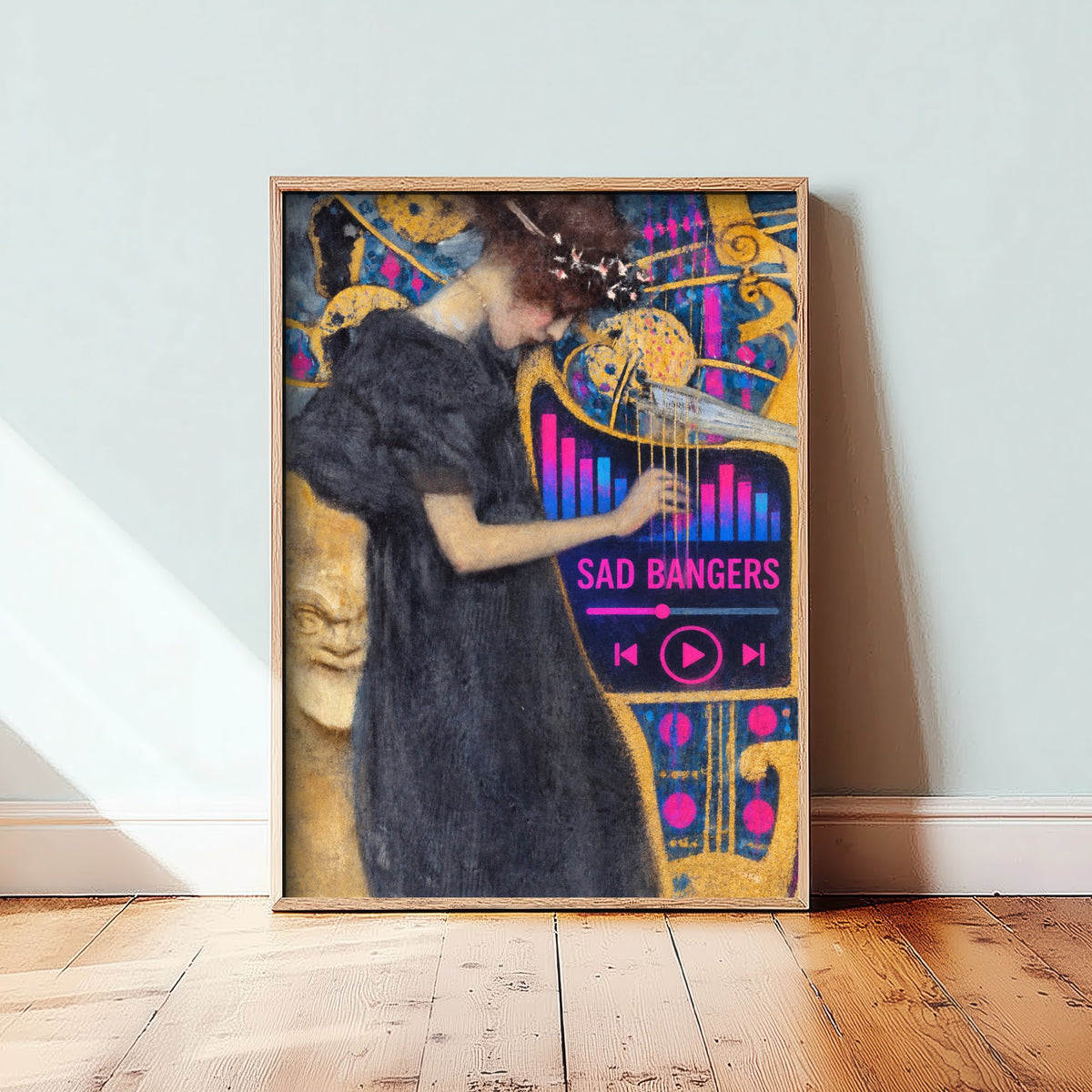 Sad Bangers Funny Art Print - Music I by Klimt Parody Poster - Altered Classic Painting - Music Lover Gift