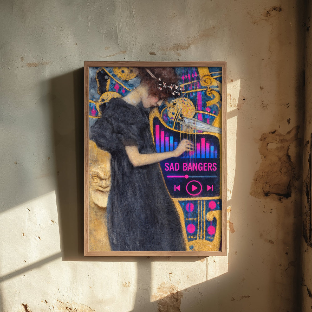 Sad Bangers Funny Art Print - Music I by Klimt Parody Poster - Altered Classic Painting - Music Lover Gift